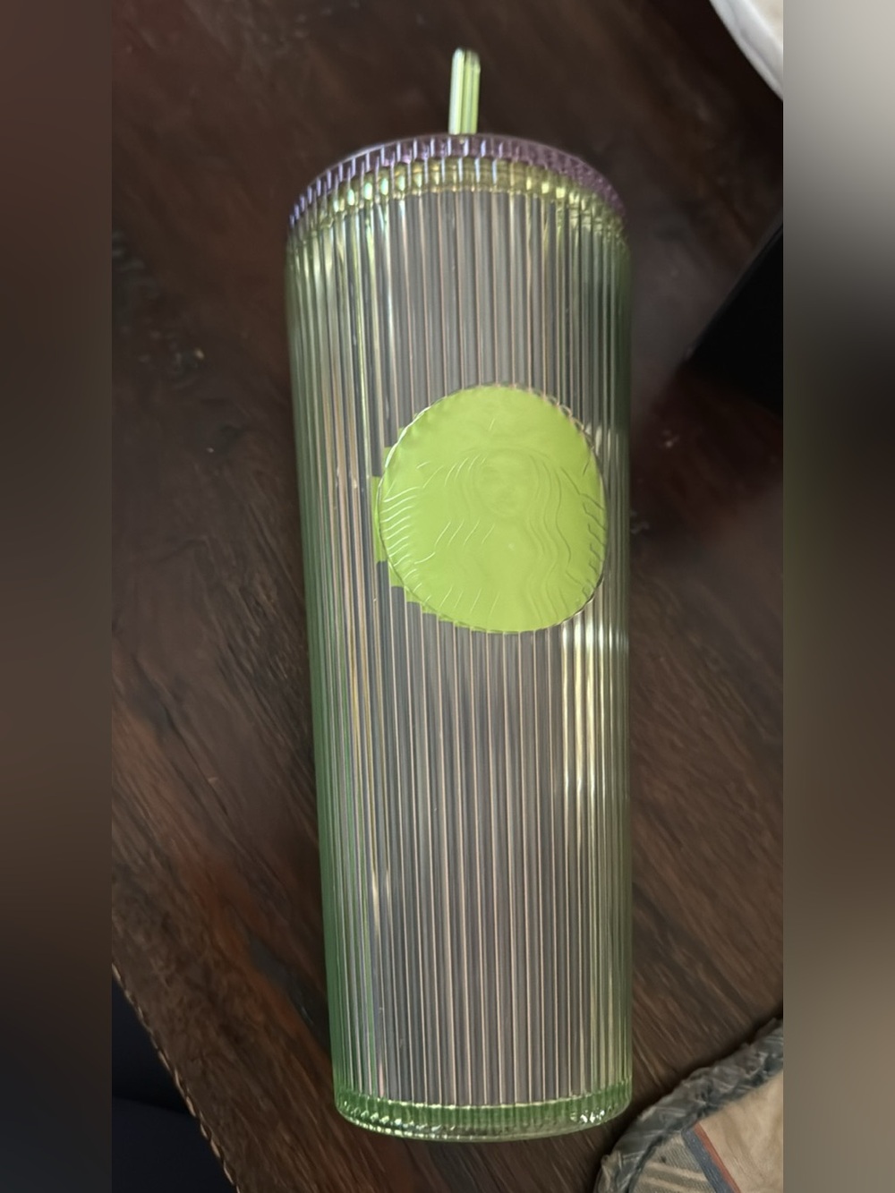 Starbucks Iridescent Ribbed Tumbler with Lime Logo